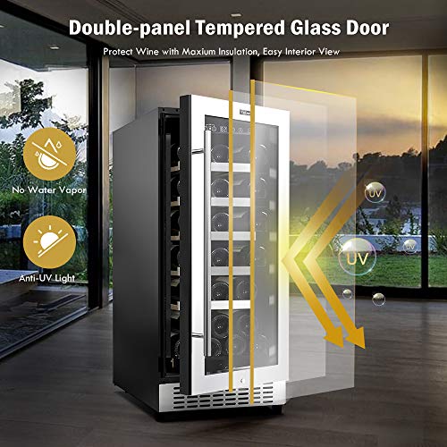 Colzer Classic 15 Inch Wine Cooler Refrigerators, 30 Bottle Fast Cooling Low Noise and No Fog