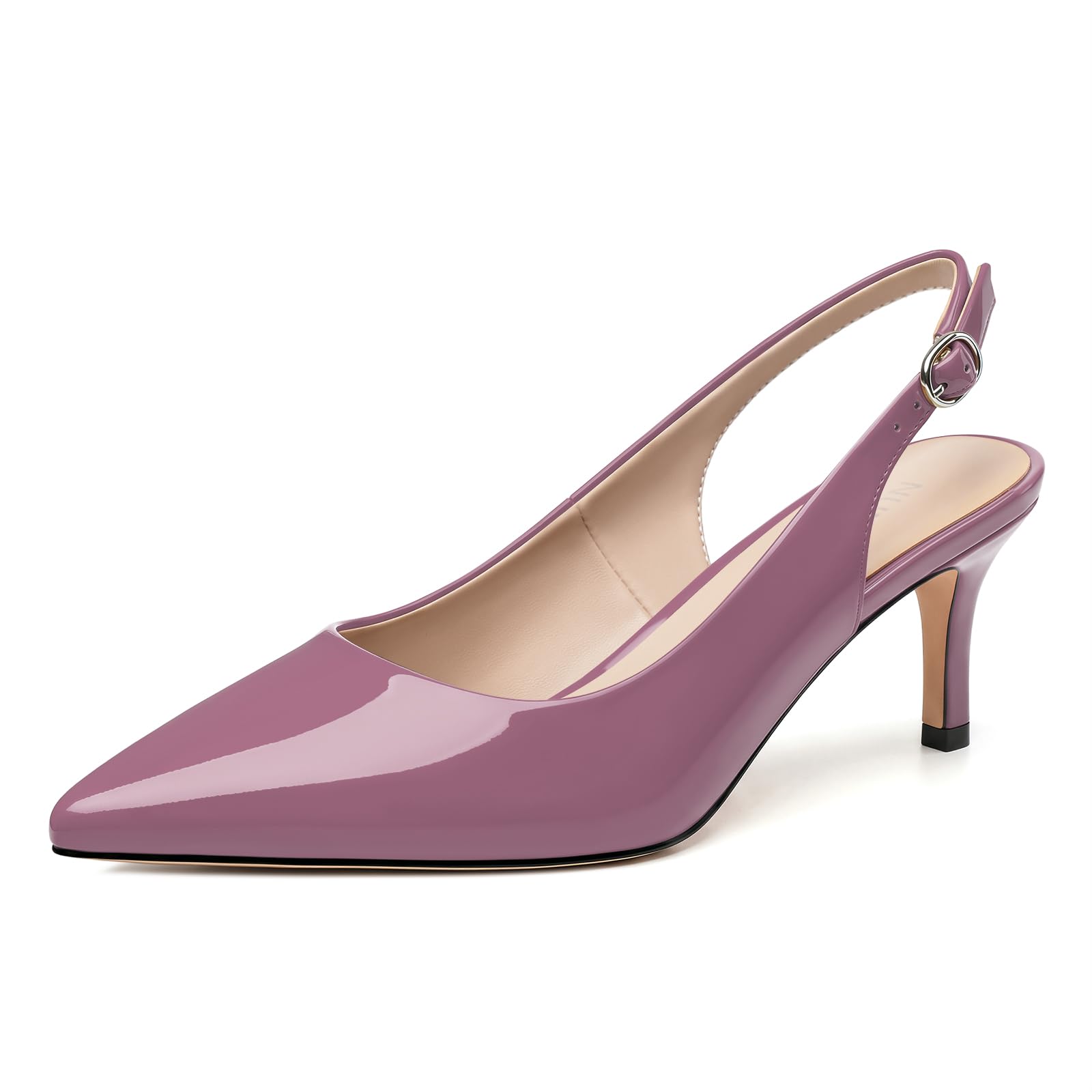 NUMALEO Kitten Heels for Women Pointed Toe Slingback Pumps | 2.5 Inch Close Toe Comfortable Pumps Wedding Party Casual Work Dress Shoes