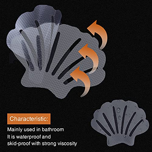 Secopad Non-Slip Bathtub Stickers, 24 Pcs Shell Safety Bathroom Tubs Showers Treads Adhesive Decals Scraper (Gray) #TOP1