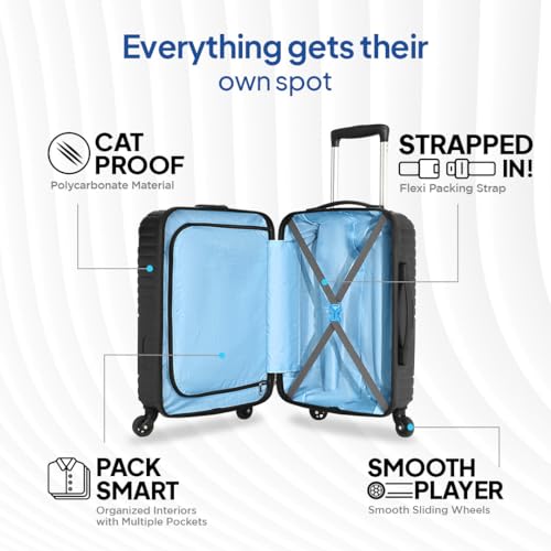 Image of American Tourister Ivy Nxt 3PCSET 4 Spinner Wheels Hard Luggage Polycarbonate Check-in Trolley Bags for Travel with Mounted TSA Lock for Unisex - Black, Small, Medium, Large, 79 cm