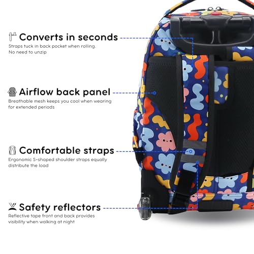 Image of J World Lollipop Kids Rolling Backpack & Lunch Bag Set for Elementary School. Carry-On Suitcase with Wheels, Baby Cloud