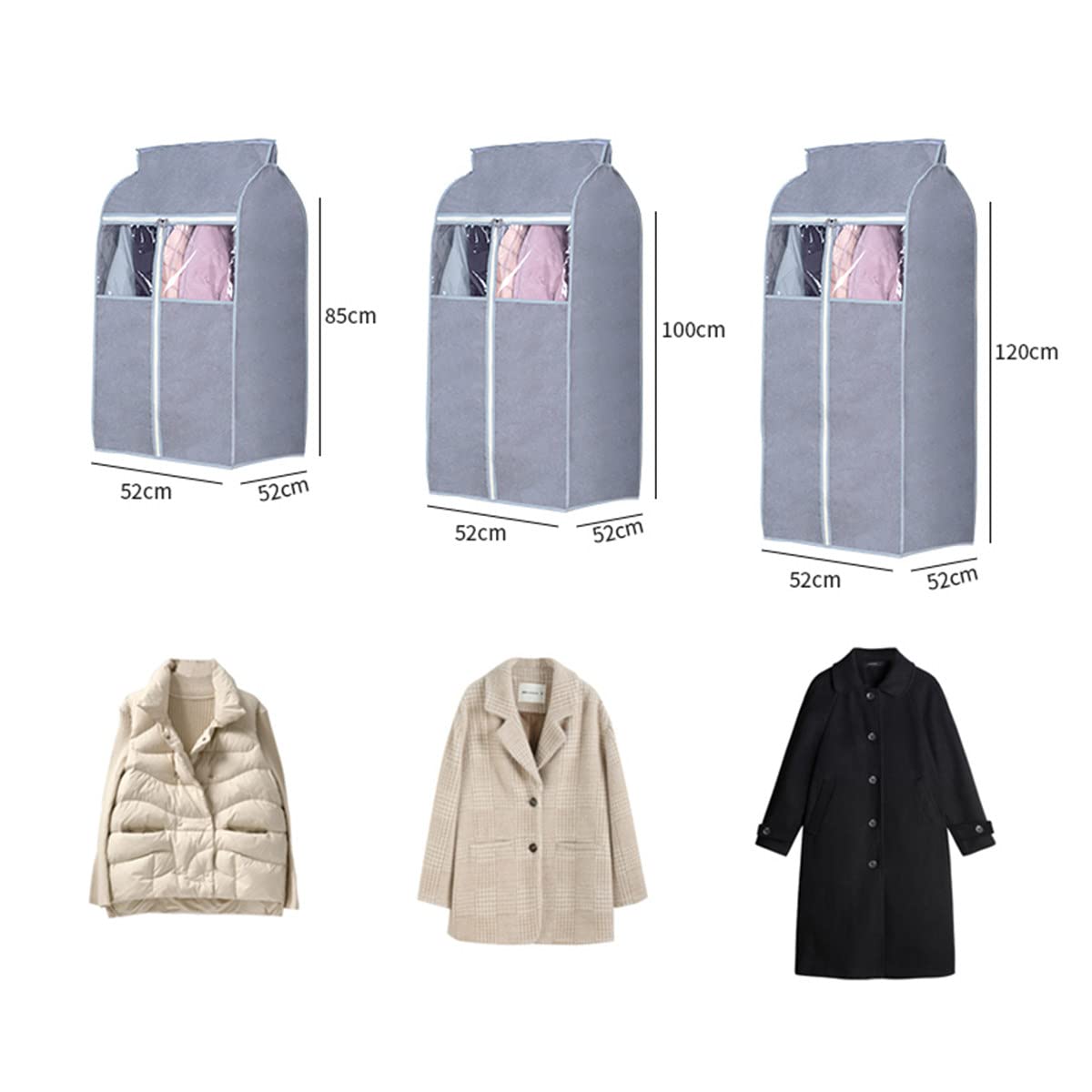 Bolsas De Ropa Para Colgar Largas, Funda Protectora Para Ropa Con Ventana Transpransparente Grande, Fundas Para Bolsas De Almacenamiento Para Abrigos, Chaquetas, Vestido De Novia, 78×52×85cm