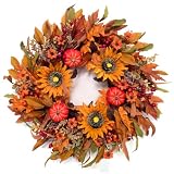 Fall Harvest Wreaths for Front Door - Farmhouse Thanksgiving Wreath Decor