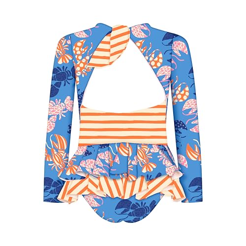 Image of Girls Long Sleeve Swimsuit - UPF 50+ Chlorine Resistant Ruffle Bolero Girls' Swimwear | Size 6-12