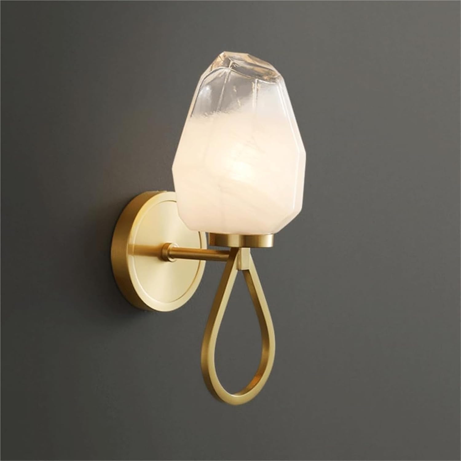 CWCQGH Modern Minimalism Glass Wall Lamps All Copper Wall Sconces Three Color Dimmable Wall Light for Bedside Background Wall Living Room Foyers,Gray