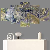 SIGNWIN 5 Panel Canvas Wall Art Abstract Aerial Contemporary Mixed Media Modern Art Multicolor Texture for Home Decorations Ready to Hang - 60