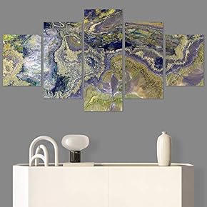 SIGNWIN 5 Panel Canvas Wall Art Abstract Aerial...