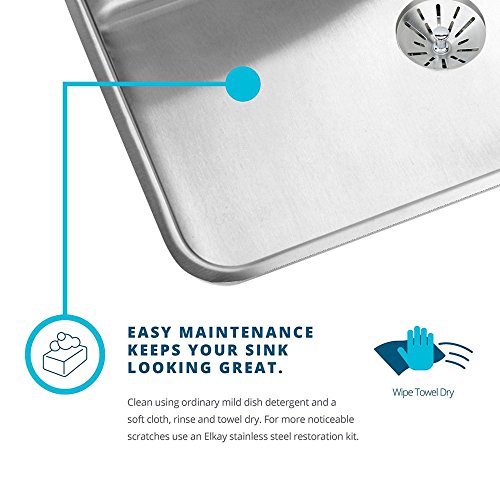 Image of Elkay Lustertone Classic ELUHAD211555 Single Bowl Undermount Stainless Steel ADA Sink 23.5 x 15.75 x 5.375 inches