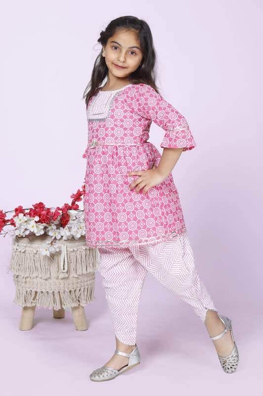 Image of ANNA's Arron Pants For Baby Girls Kids Summer Wear Dresses|Ethnic Dress For Kids| Kurti Pant For Kids