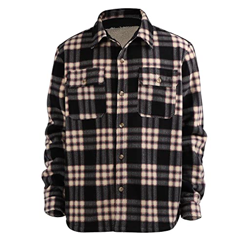 Yasumond Jackets for Men Flannel Zipper Fleece Sweatshirt Heavy Lined Warm Winter Coats Big Tall2