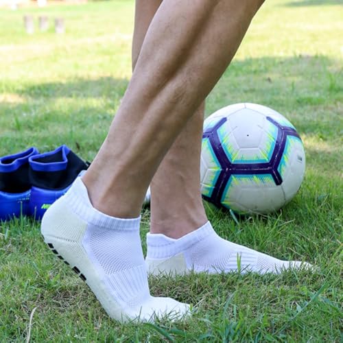 Ankle Socks Anti Skid Non Slip Thickened Athletic Running Crew Socks with Grippers for Men Women,2 Pairs4
