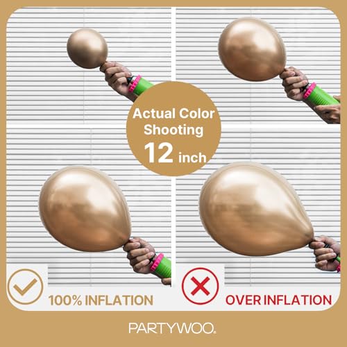 Image of PartyWoo Metallic Gold Balloons 101pcs 12 Inch Chrome Gold Latex Helium Balloons for Wedding Christmas Birthday Graduation Baby Shower Retirement Bachelorette Tea Party Decorations Gold-G127