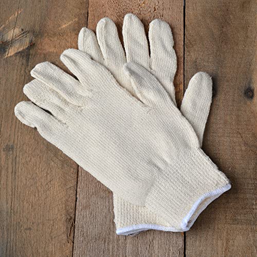 Truline (12 Pairs) Heat Resistant White Work Gloves | 14Oz Cotton With Terry Inner | One Size Fits Most | Loop-In Seamless Style | Ideal For Construction, Warehouse Of Gardening #TOP2