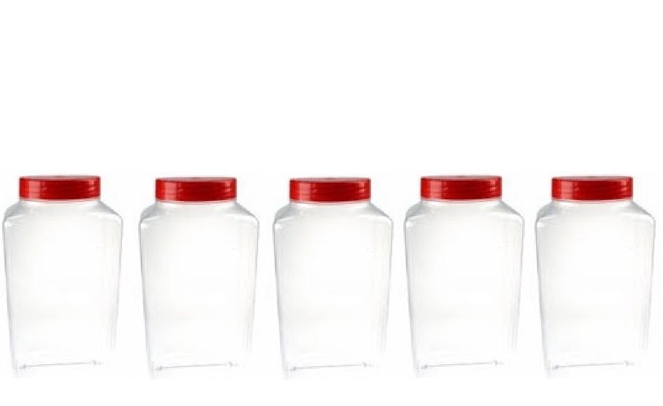 Shaws 2.5 Litre Empty New Plastic Sweet Jar Pack Of 5 Jars With Screw Top Lids Small
