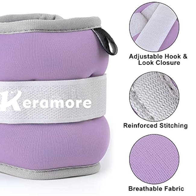 Ankle Weights, 1/2/3/4/5/6/8/10/12 LBS (1 Pair) Wrist Arm & Leg Weighted for Women Men Kids with Elongated Strap for Exercise, Fitness, Jogging, Aerobics, Yoga, Dancing and Physical Therapy