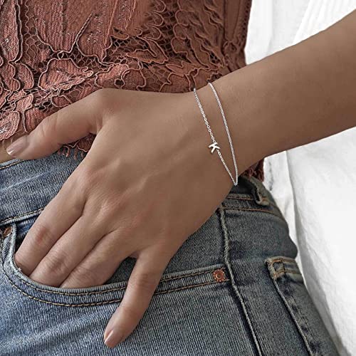 ChicSilver Dainty Initial Bracelet 925 Sterling Silver Bracelet Minimalist Letter Bracelet for Women Bracelet with Initial Z Alphabet Jewelry - Image 4