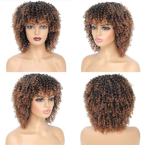 Perruques courtes bouclées brunes pour retrouver un volume afro
