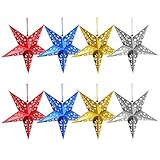 Hemoton 8St. 45CM LED Weihnachtsstern Lampe Papier Lampenschirm 3D Außenstern Papierstern Laterne für Neujahr Silvester Valentinstag Hochzeit Party Hängende Dekoration Ornament Fensterdeko
