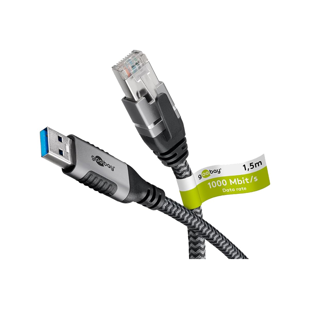 Goobay 70695 USB-A auf RJ45 Ethernet CAT 6 Kabel für stabile kabelgebundene Internetverbindung mit Router / Modem / Netwerk Switch / Ersetzt USB auf RJ45 Adapter / 1 Gbit/s / 15 Meter