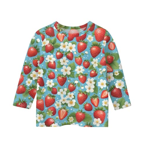 Girls Shirts Round Neck 3/4 Sleeve Cute Tops Summer Pullover Outfits Loose Fit Three Quarter Length Clothes3