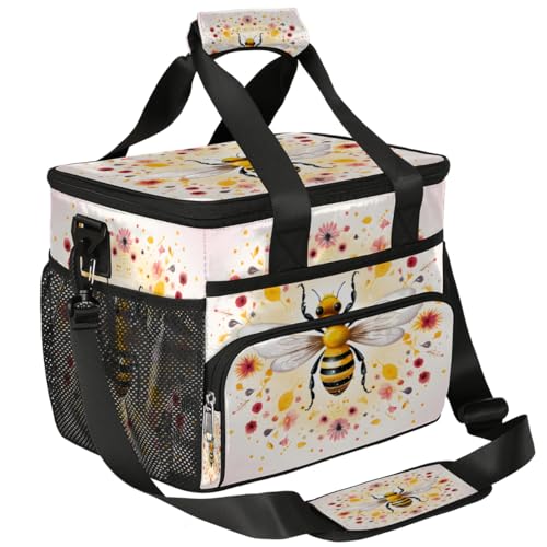 Honeybee Insulated Picnic Backpack Lunch Box for Women Men Picnic Basket Tote Lunch Bag Picnic Bag Portable Lunch Bags for Picnic, Beach, Work, Trip,Office, Camp Honeybee Floral