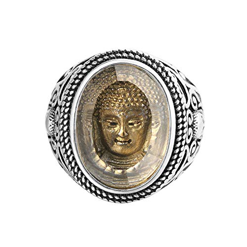 Rockyu 指輪 メンズ シルバー ステンレス リング 仏像 如来 印台 指輪 個性的 宗教 厄除け 開運 お守りリング クリスマス ファッション アクセサリー (20)のサムネイル