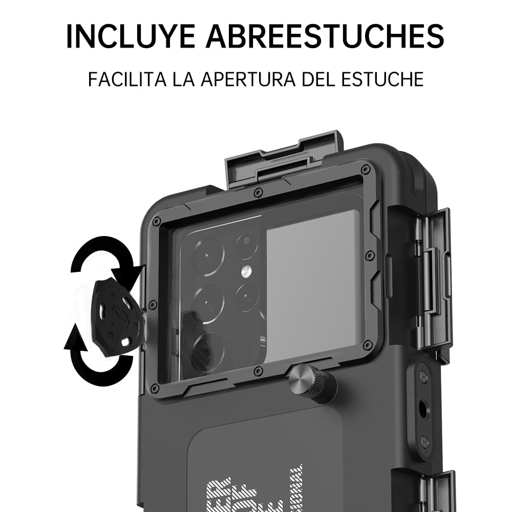 Funda Impermeable Universal IPX8 para Buceo Profesional 15M - Compatible con iPhone, Samsung, Xiaomi - Carcasa Estanca para Snorkel, Surf y Fotografía Subacuática (Negro)