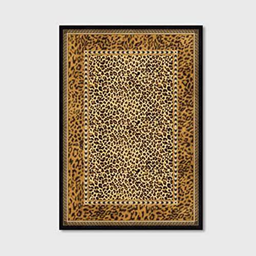 makeups69 In- & Outdoor Teppich kurzflor rutschfest,Modischer gelbbrauner schwarzer Leopardendruck, waschbarer Teppich… – Bild 4