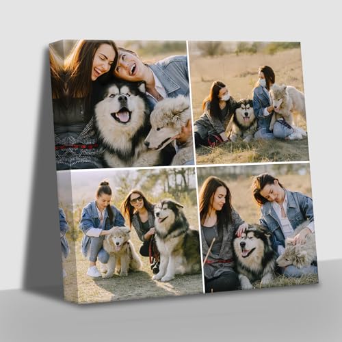 HYESANGNY Collage Canvas Prints with Your Photos - Custom Family Pictures Print, Multi Split Images Canvas Wall Art, Personalized Gifts for Wedding, Baby, Pets, Home Office Decor, Wrapped Frame