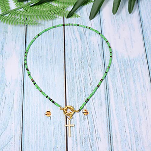 Choker croix perles colorées collier bohème femme tendance tqhgm