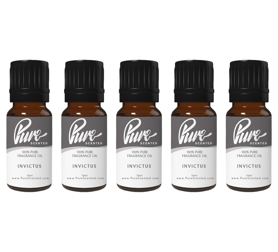 Pure Scented 50ml Fragrance Oils - 5 x 10ml Suitable for Candles, Soaps, Slime, Diffusers, Cosmetics, Wax Melts, Designer (5 x 10ml, Invictors)