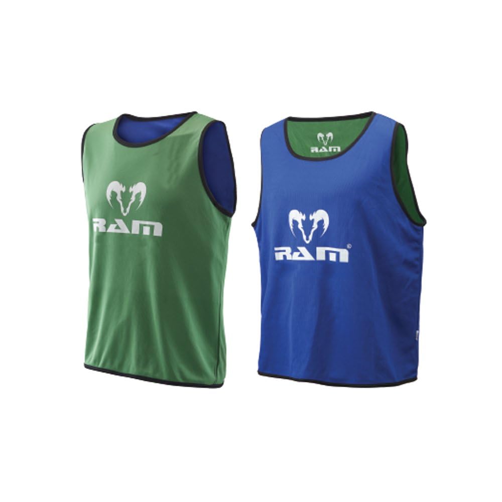 Ram Rugby Reversible Bibs - Set of 10 Training Bibs – Durable & Breathable for Contact Training - Sizes XL, Senior, Intermediate, Junior - Mesh Storage Bag Included - Multi sport — image 1