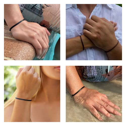 Wax Nylon Cord Bracelet For Men Or Women - Surfer Friendship String Unisex Adult Waterproof Boy Girl Gift (One Size, Black) #TOP3