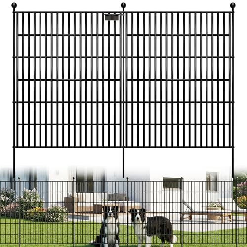 Image of Toolterritary 5 Panels No Dig Garden Fence, 40 in(H) X 12.1 ft(L) Metal Fence Panels, Thickened Rustproof Garden Fencing, Animal Barrier Fence for for Dogs, Rabbits, Landscape, Patio