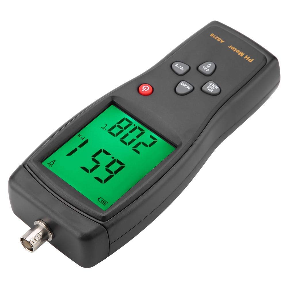 AS218 pH-mètre Numérique de qualité de l'eau, Humidimètre avec Boîte de Rangement et Sonde pour Piscine