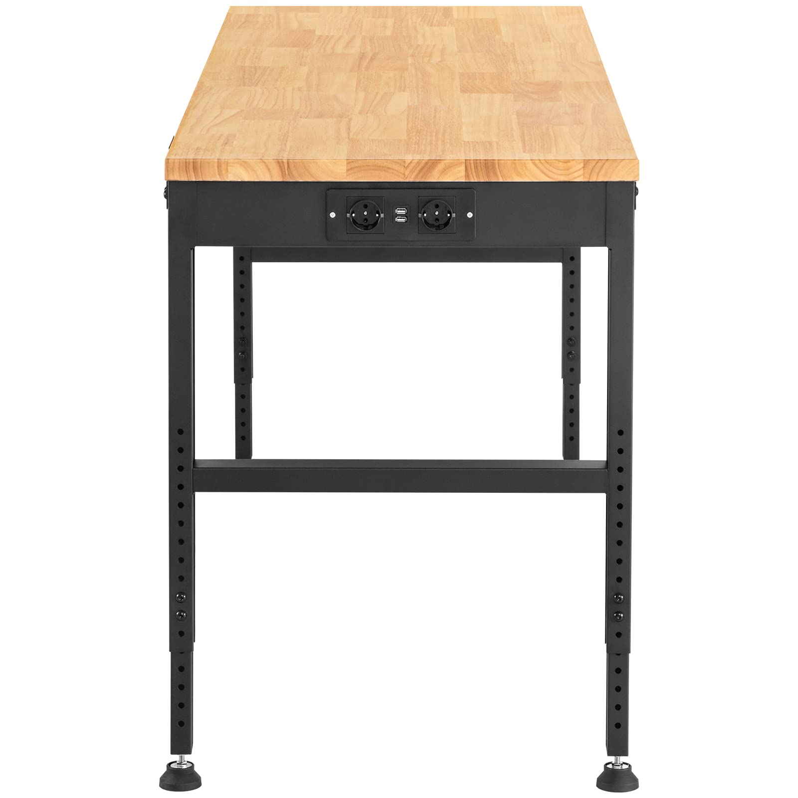 VEVOR Banco de Trabajo de Altura Ajustable, 135 cm de Ancho x 46 cm de Profundidad x 97 cm de Alto, Mesa de Garaje con 72-97 cm de Altura y Capacidad de Carga de 900 kg, con Tomas de Corriente, Parte