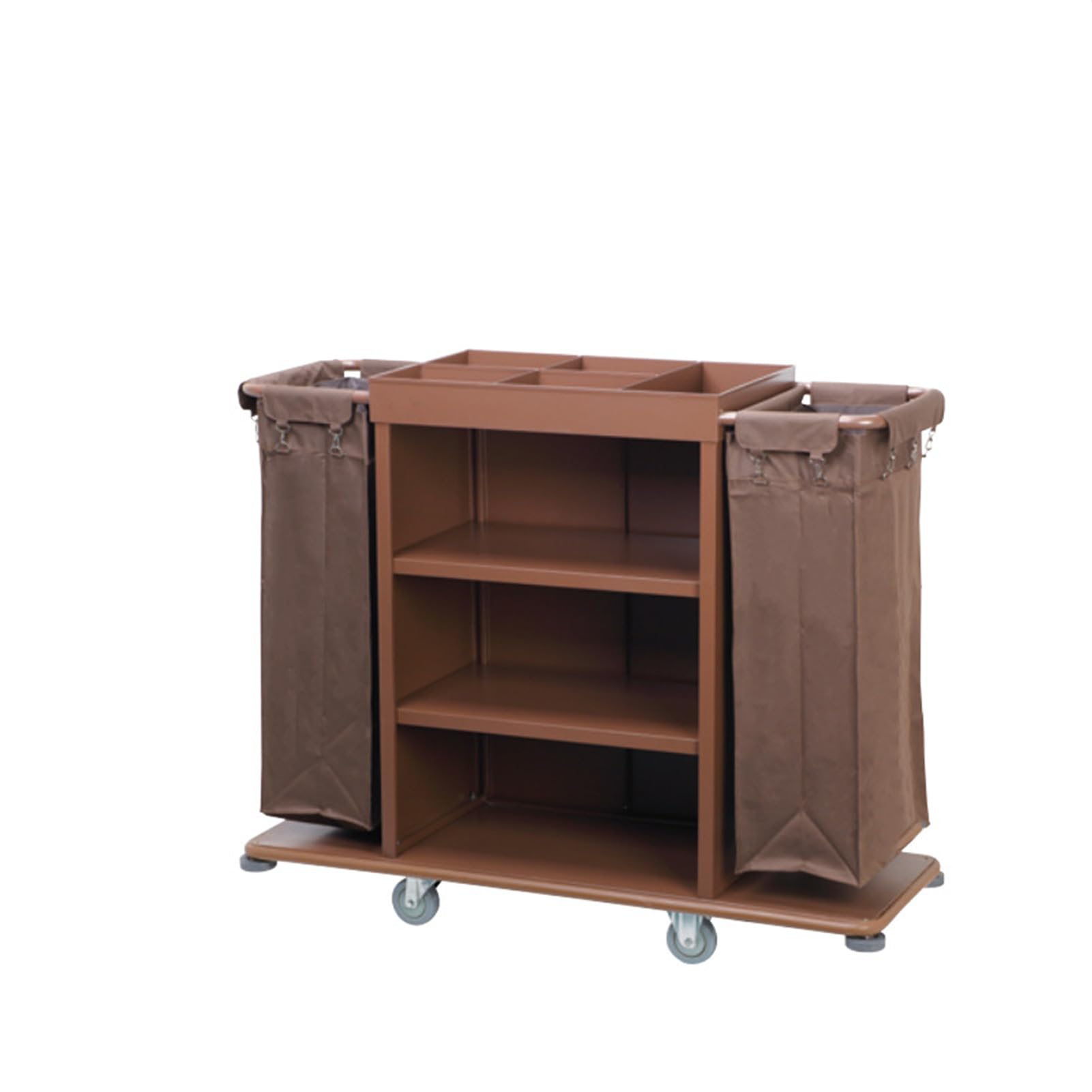 Carrito de limpieza comercial con ruedas silenciosas, carrito de servicio de habitaciones y bolsa Oxford impermeable para hotel, oficina, suministros de limpieza escolar, 1520 mm x 460 mm x 1140 mm