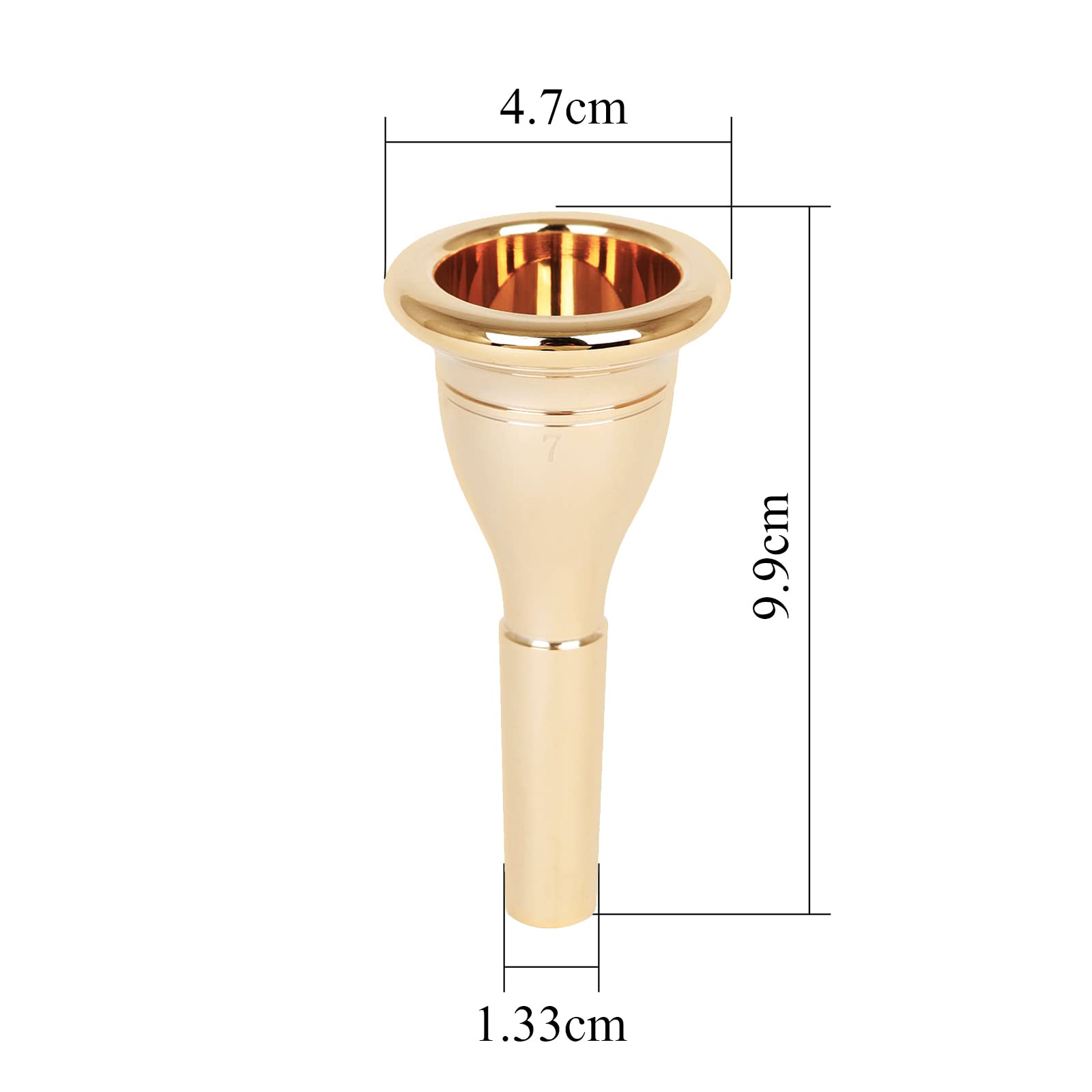 Piela de Latón Plateada, Tamaño 7 Diámetro de Retorno de 13, 3 Mm Accesorios de Instrumentos de Viento Reemplazo de Tuba (GOLD)