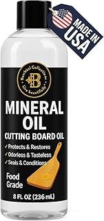 Mineral Oil - 8oz Food Grade Cutting Board Oil and Butcher Block Conditioner, Safe Wood Oil for Bamboo, Teak, Utensils, Chopping Boards, Wooden Kitchen Surfaces Cleaner, Serving Trays, Gift