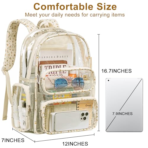 Image of BTOOP Clear Backpack Heavy Duty Transparent Backpack 17 inch See Through Bookbag for College Work Festival Security with Padded Strap Large Capacity