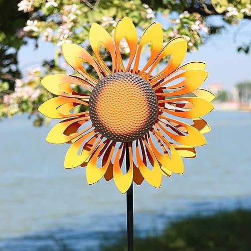 Wind Spinners for Yard and Garden Large Wind Spinner Outdoor Metal Large 84 Inch Wind Sculptures Birthday Gifts for Women(Double Sided Sunflower)