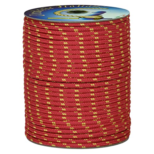006108672 Treccia surf rossa, 5 mm - 100 mt, Corda intrecciata multiuso resistente ai raggi U.V. e all'abrasione, per attività all'aperto, giardino, mare, guinzagli e fai da te, rottura 260 kg