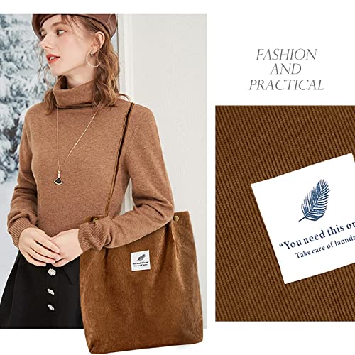 Image of Street27 Korean Canvas Corduroy Tote Bag Casual Work Shoulder Handbags | Multi-Purpose Bag |Sturdy Canvas Bag with Large Capacity | Shopping Bag for Office, College & Daily Use