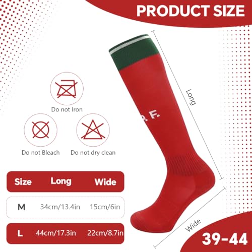 Image of Proberos Sport Compression Football Socks, Portugal Special Edition Football Socks, High Elastic Moisture Wicking Soccer Socks with Striped Cuff, Athletic Over the Calf Dress Socks, Size - L