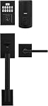 Weiser Matte Black Front Door Lock and Handle Set, SmartCode Keypad Door Lock with San Clemente Handleset & Halifax Interior Door Handle, Keyless Entry Door Lock, Front Door Handles with Deadbolt Lock