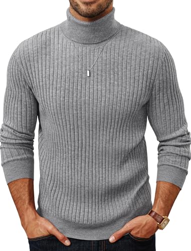 PJ PAUL JONES Mens Turtleneck Mock Turtleneck for Men Turtle Neck Sweater for Men Grey S