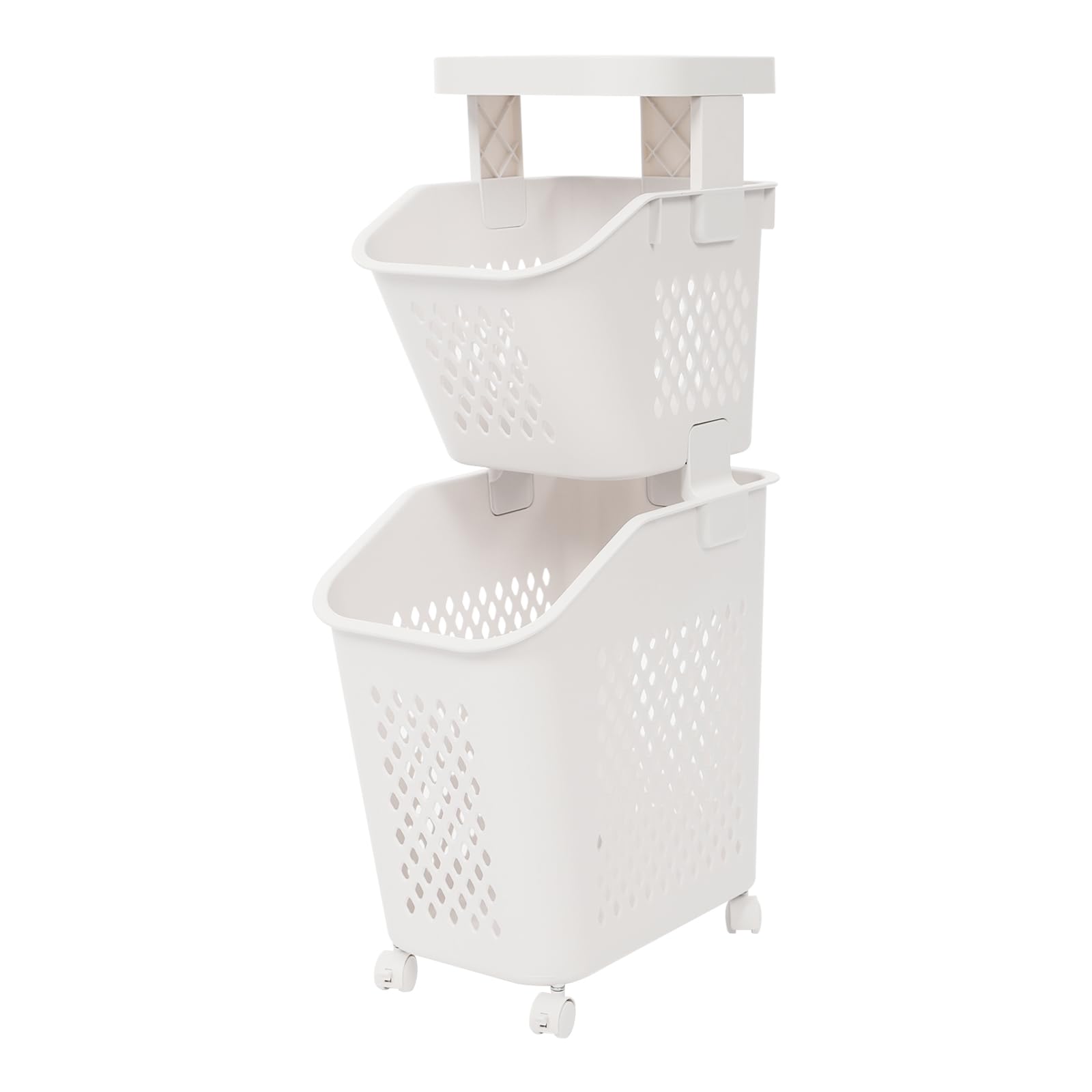 2-tier laundry hamper sorter with wheels, vertical rolling laundry baskets removable and stackable, space-saving cart organizer for dorm, closet and bathroom (2-tier)