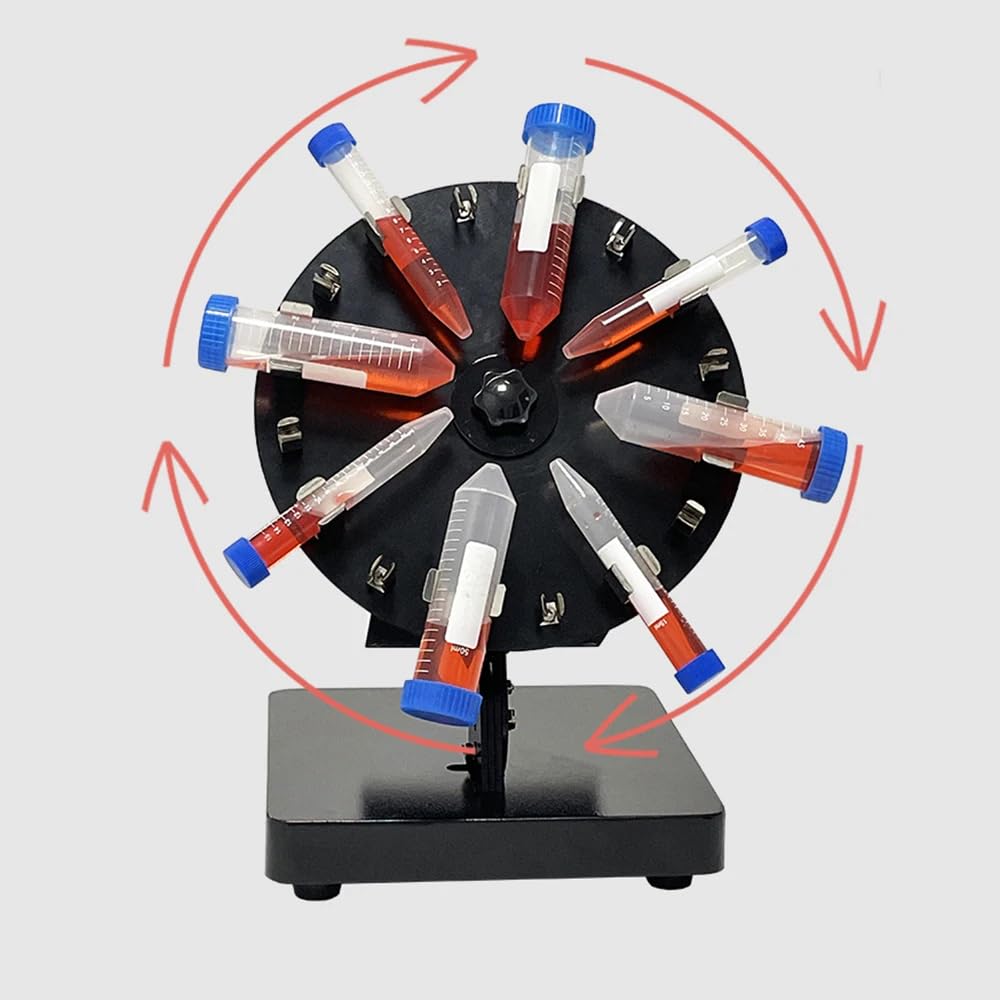 Mezclador Vórtex de Plataforma Rotatoria de Laboratorio, Agitador de Tubos de 50/15/5ML, Velocidad Ajustable de 20 a 80RPM para Mezcla y Extracción