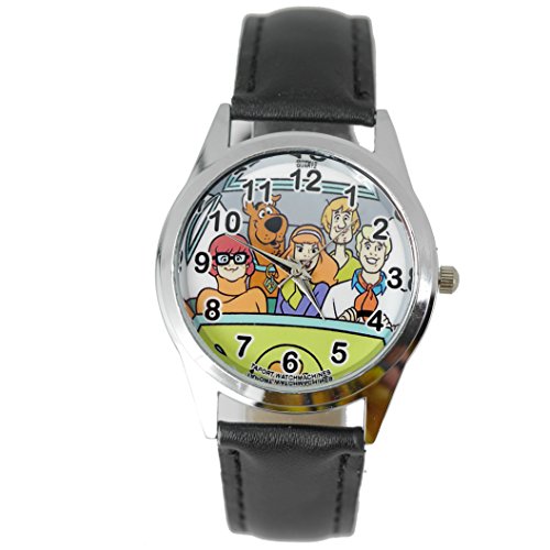 taport® Scooby Doo reloj de cuarzo correa de piel negro + Batería de repuesto...