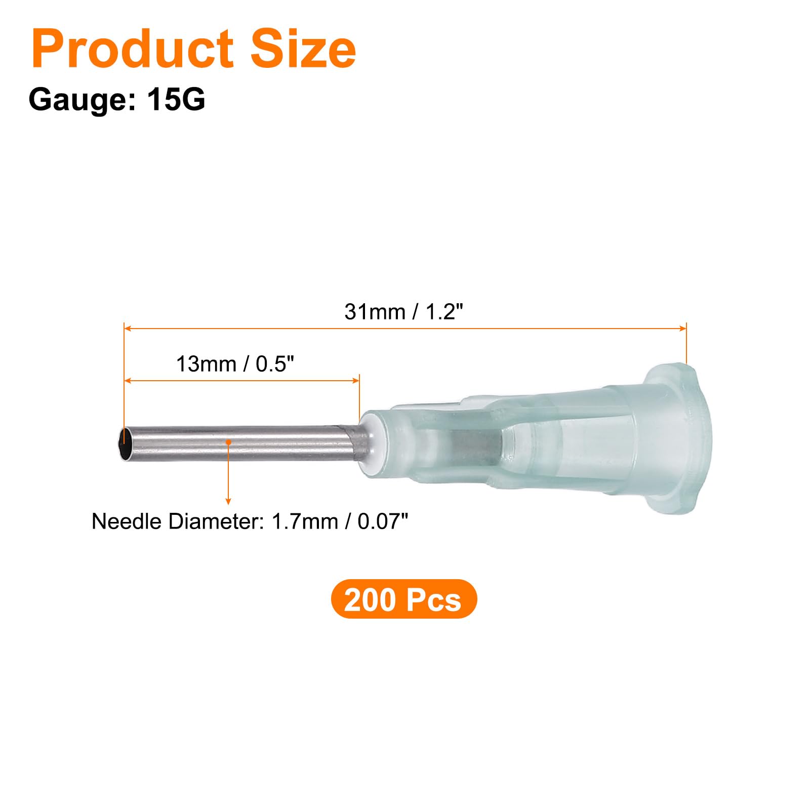 uxcell 200Pcs Blunt Tip Dispensing Needles 0.5 Inch 15G Stainless Steel Tip — Amazon image 2